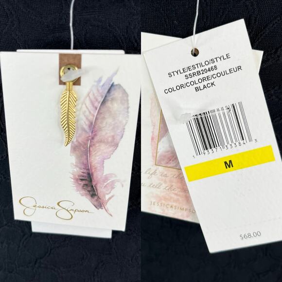 Jessica Simpson Rose Bay Textured Tie-Front Tankini Top M Black New - Picture 7 of 12